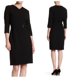 BOSS Dylea Belted Faux Wrap Dress- Black